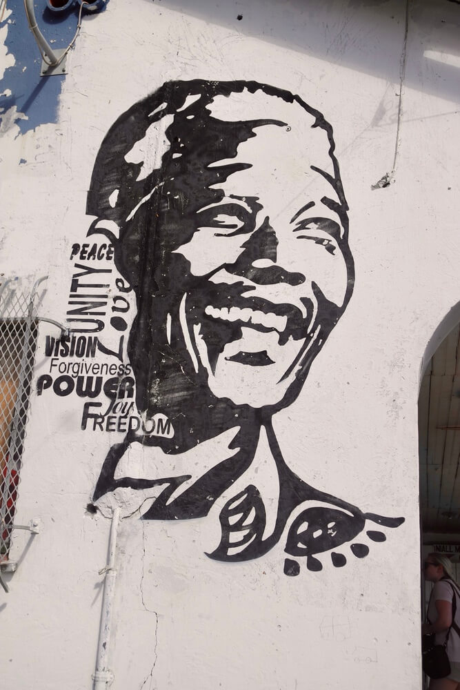 Cape Town - Mandela graffiti stencil