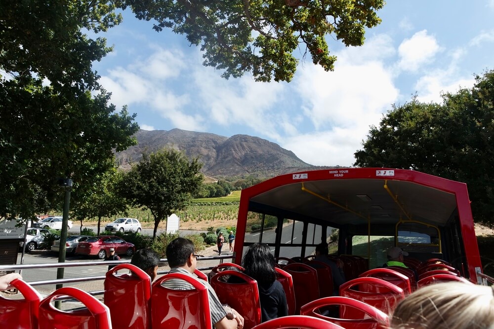 Cape Town - view of the mountains from top deck of bus