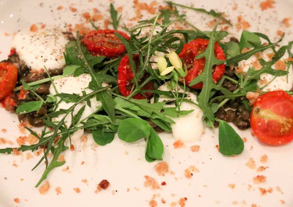 Alba Restaurant Review - A close up of the salad leaves and tomato starter