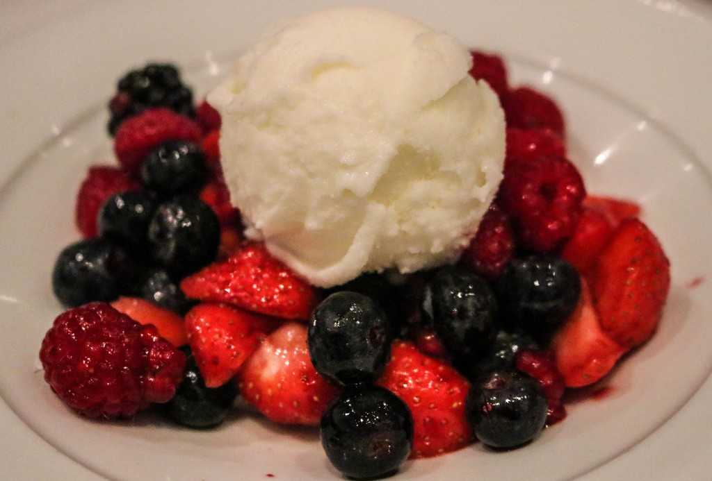 Alba Restaurant Review - berries topped with ice cream